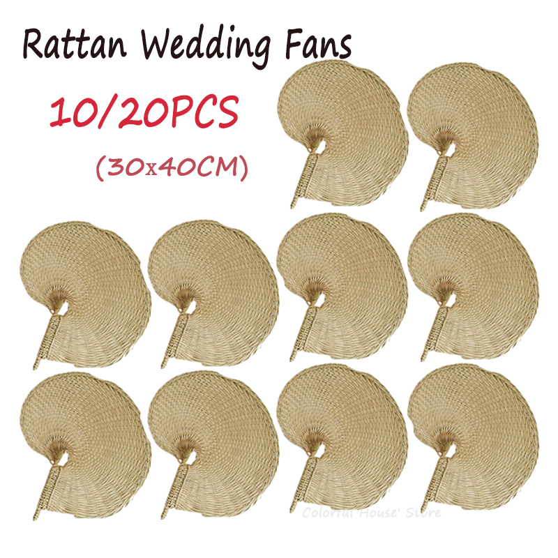 Palm Leaf Dried - 10/20PCS Natural Raffia Hand Fans Natural